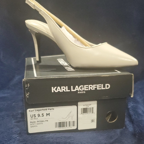 Karl Lagerfeld Soft White Cream Rosalyn Nappa Heels - Picture 1 of 13